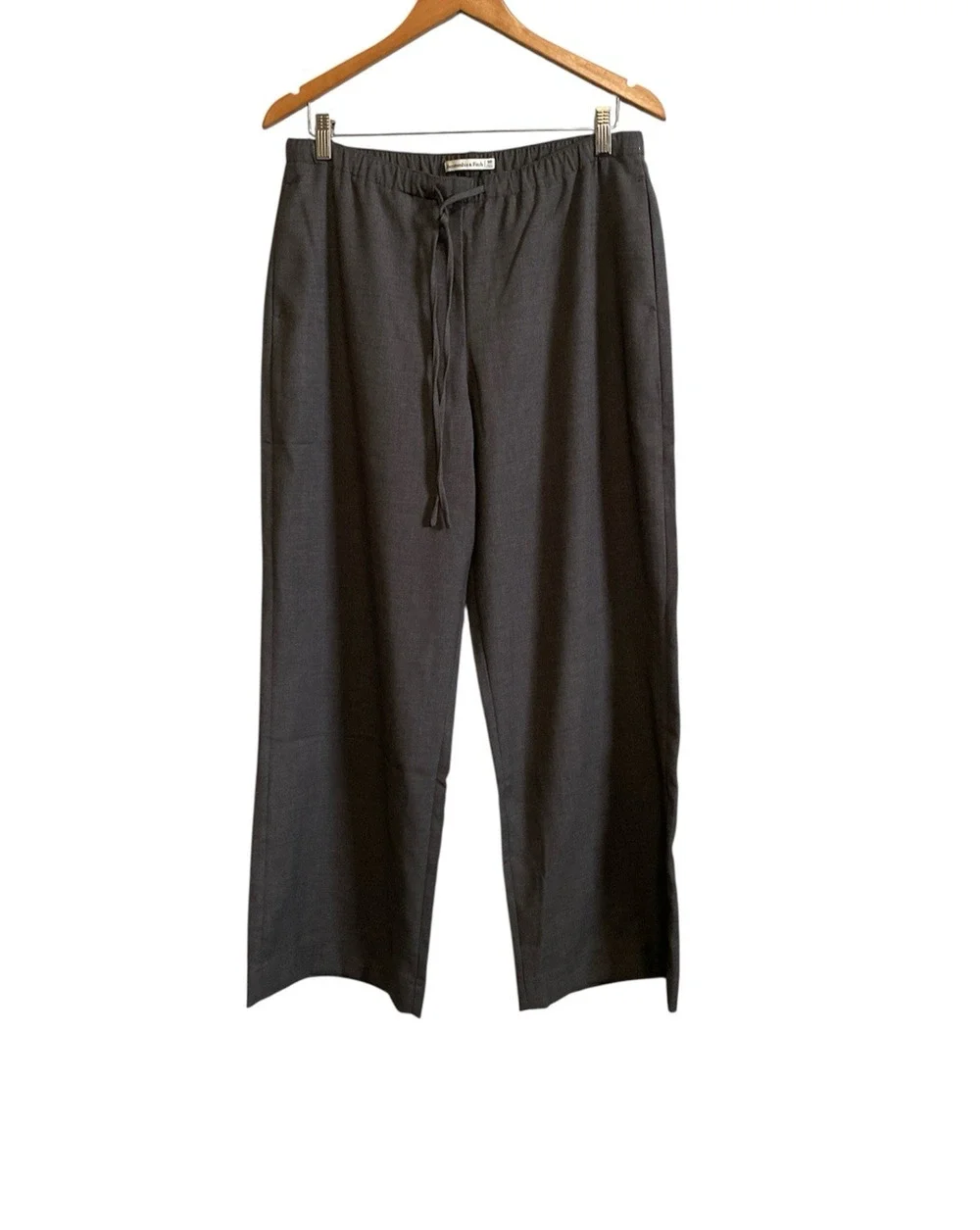 Abercrombie & Fitch Gray Drawstring Wide Leg Pants Medium R Casual Officewear